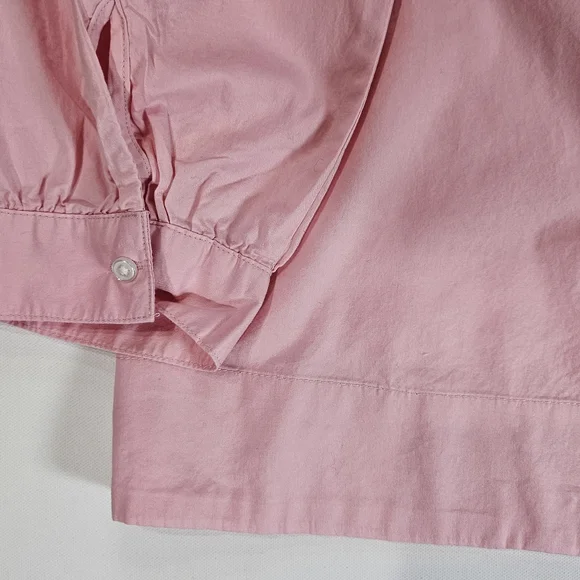 Old Navy Shirt Womens‎ XL Pink LS Relaxed Tie Geranium Petal Cotton Pullover Top - Picture 3 of 8